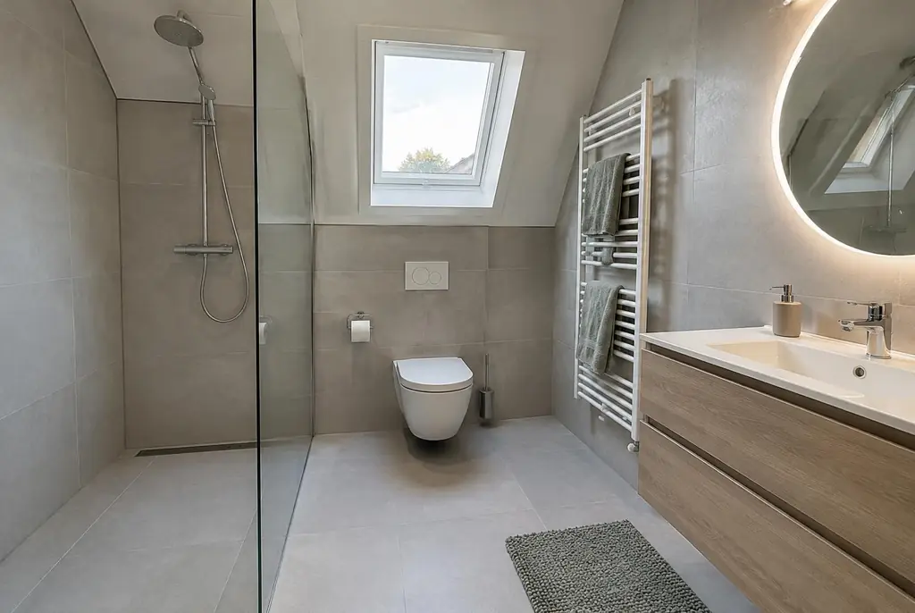 Lekdetectie Twello – droge badkamer met inloopdouche na herstel
