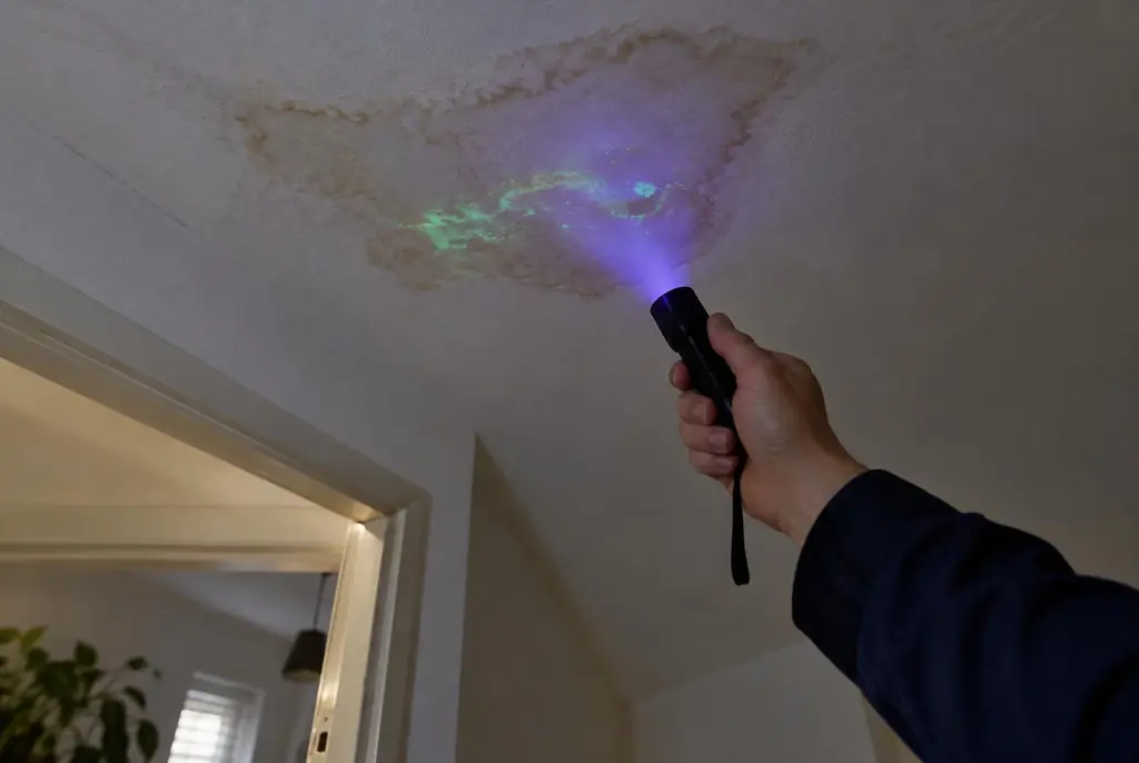 Lekdetectie Twello – kleurstof controleren op het plafond met uv-licht