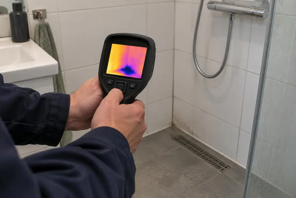 Lekdetectie Twello – lekdetectiespecialist met warmtebeeldcamera in een badkamer