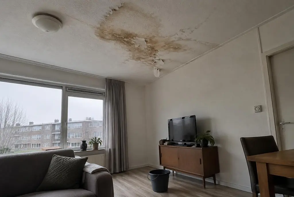 Lekdetectie Twello – vochtplek op het plafond onder een badkamer